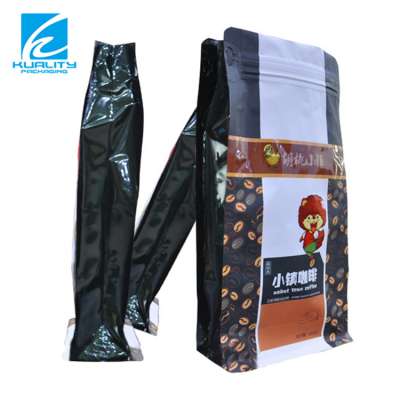 Custom printing laminated plastic square bottom  coffee plastic packaging