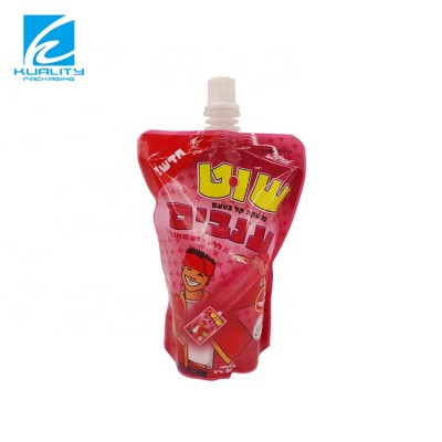 Eco-friendly food grade laminated packing bag with spout for juice beverages