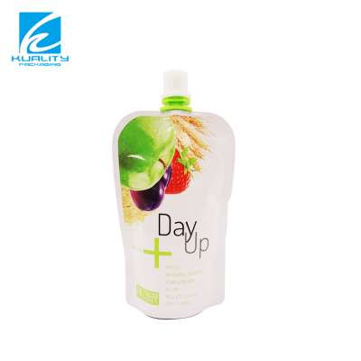 Custom printing food grade aluminum juice stand up pouch with spout