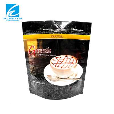 Custom plastic cocoa stand up pouch with zipper laminated packing bag