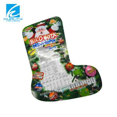 Side Seal sanck plastic packaging bag shaped pouch bag with window for lollipop candy