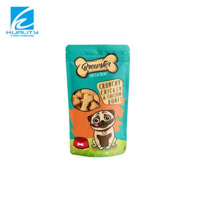 Eco-friendly custom print laminated stand up ziplock pouch for dog pet feed