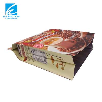 Custom printed food grade gusset stand up flat bottom  pouch for coffee