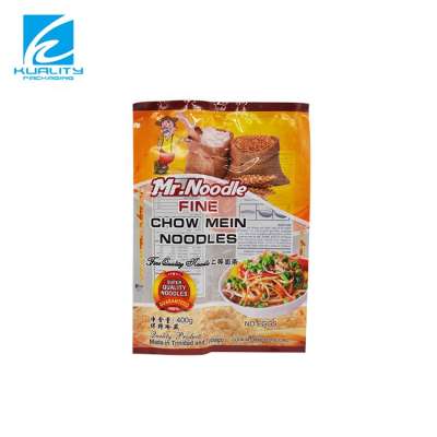 Food grade custom printed plastic noodle packing bag center seal pouch