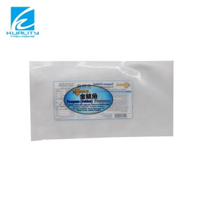 Laminated plastic back seal fish food packaging