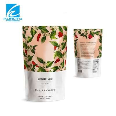 Stand up heat seal custom food packaging for chilli powder