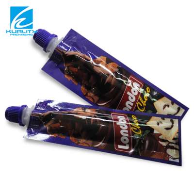 Custom printing food grade laminated packing bag with spout for chocolate cream