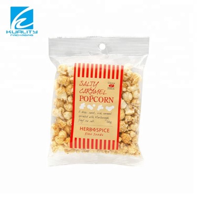 Biodegradable food grade transparent heat seal popcorn snack plastic food packing bag